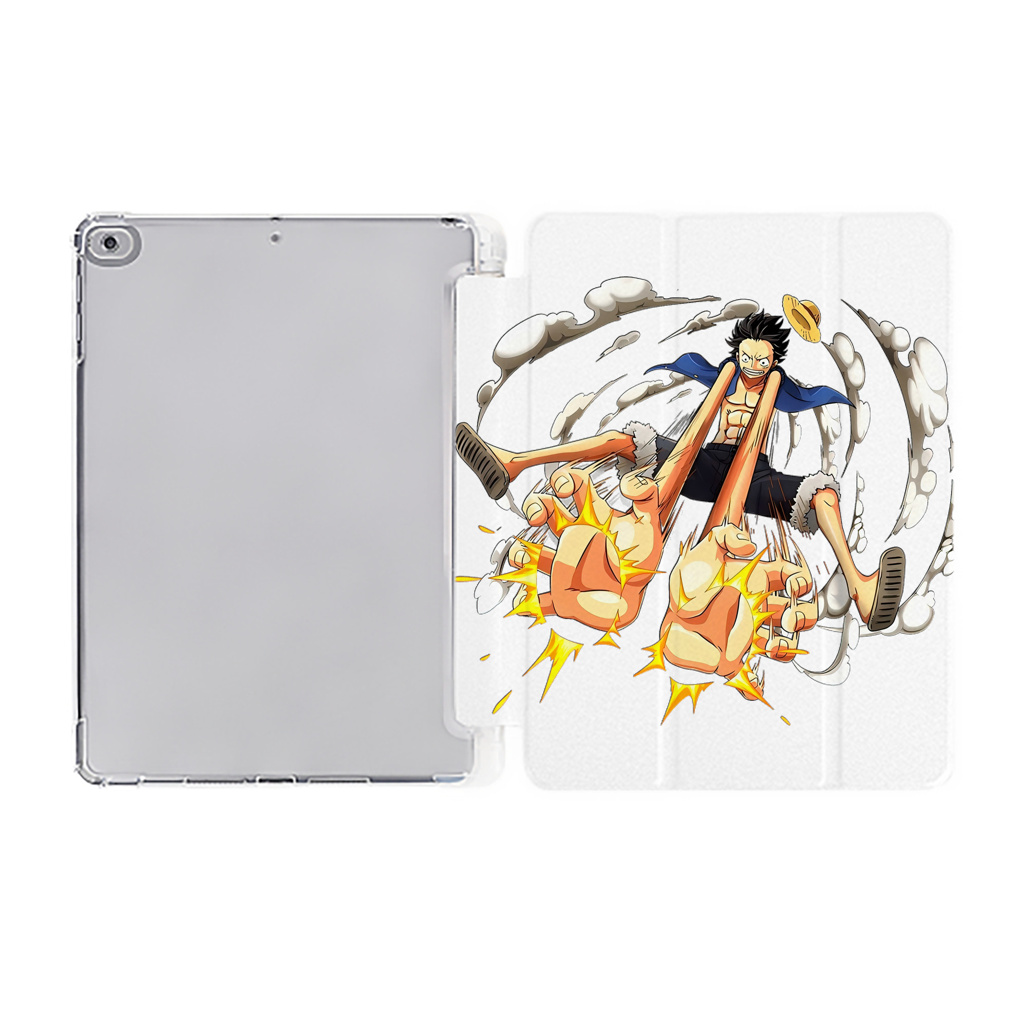 （画像用） ワンピース モンキー・D・ルフィ ONE PIECE Monkey D. Luffy IPad ケース ペン収納付き 三つ折りスタンド PUレザー×シリコン 対応機種9.5/10.5/10.9インチ